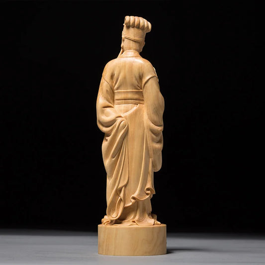 15/20/25cm Zhuge Liang Historical Legend Miniature Figurines Three Kingdoms People Carved Wood Carved Statues For Decoration
