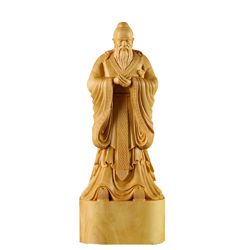 15/20CM Confucius Statue wood Carved Confucius Cultural Gifts Teachers Figure Carving Crafts Home Feng Shui