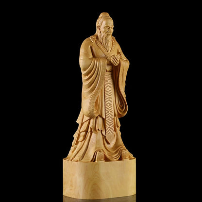15/20CM Confucius Statue wood Carved Confucius Cultural Gifts Teachers Figure Carving Crafts Home Feng Shui