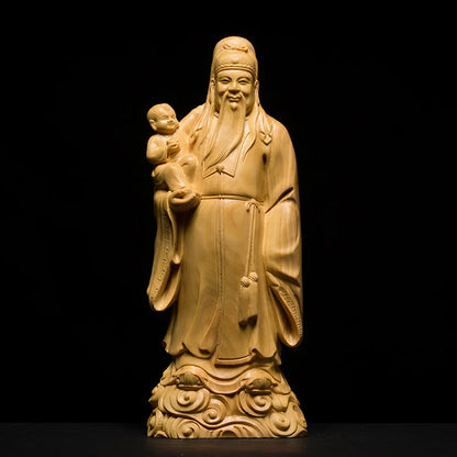 15/21cm Buddha San Xing Three Gods Statue Decoration Gods Wooden Figures Exquisite Home Feng Shui Carving Handicrafts