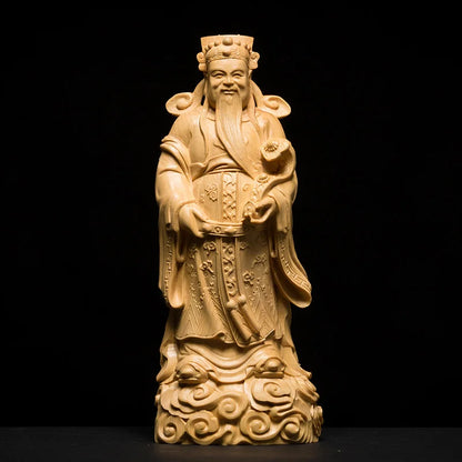 15/21cm Buddha San Xing Three Gods Statue Decoration Gods Wooden Figures Exquisite Home Feng Shui Carving Handicrafts