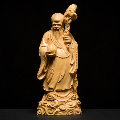 15/21cm Buddha San Xing Three Gods Statue Decoration Gods Wooden Figures Exquisite Home Feng Shui Carving Handicrafts