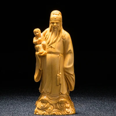 15/21cm FU LU SHOU Three Gods Statue Wood Statue Crafts New Longevity God Mascot Praying Statue Home Decoration Feng Shui