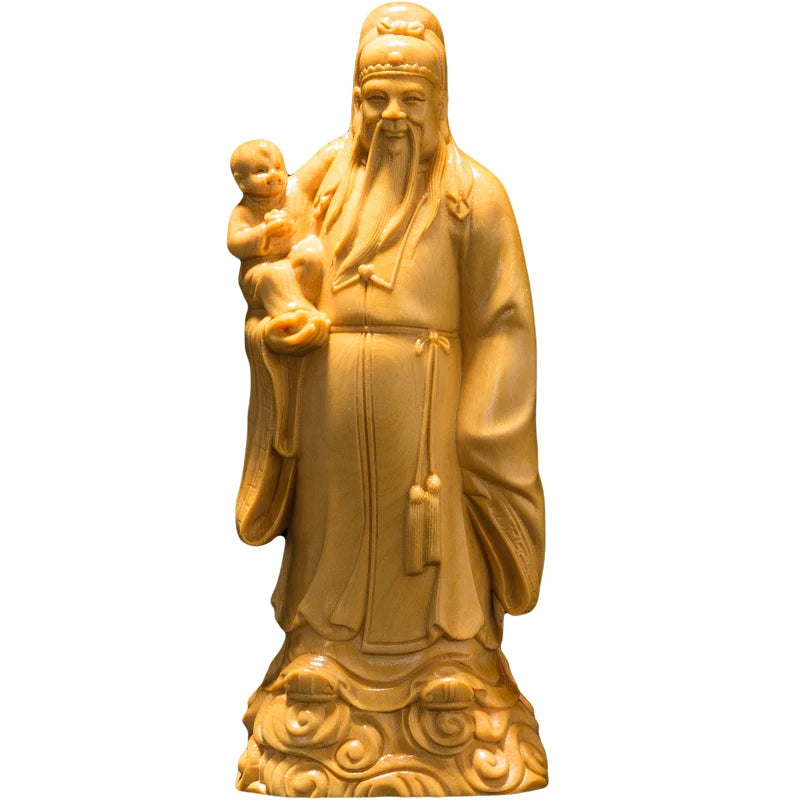 15/21cm FU LU SHOU Three Gods Statue Wood Statue Crafts New Longevity God Mascot Praying Statue Home Decoration Feng Shui