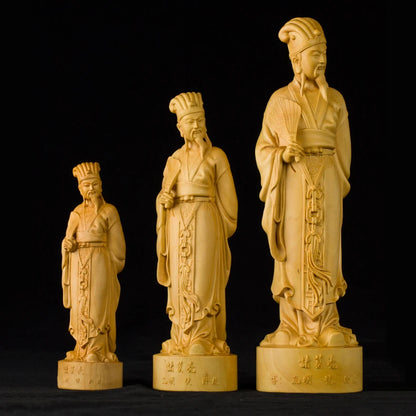 15-25CM Zhuge Liang The Figures of The Three Kingdoms Kong Ming Wood Carving Decoration Creative Home Decor Wood Carving