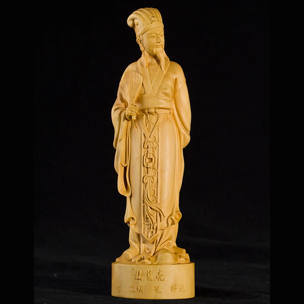 15-25CM Zhuge Liang The Figures of The Three Kingdoms Kong Ming Wood Carving Decoration Creative Home Decor Wood Carving