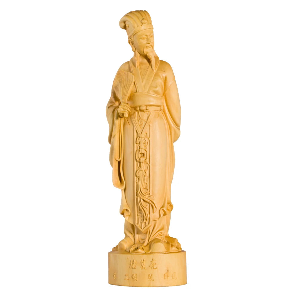 15-25CM Zhuge Liang The Figures of The Three Kingdoms Kong Ming Wood Carving Decoration Creative Home Decor Wood Carving