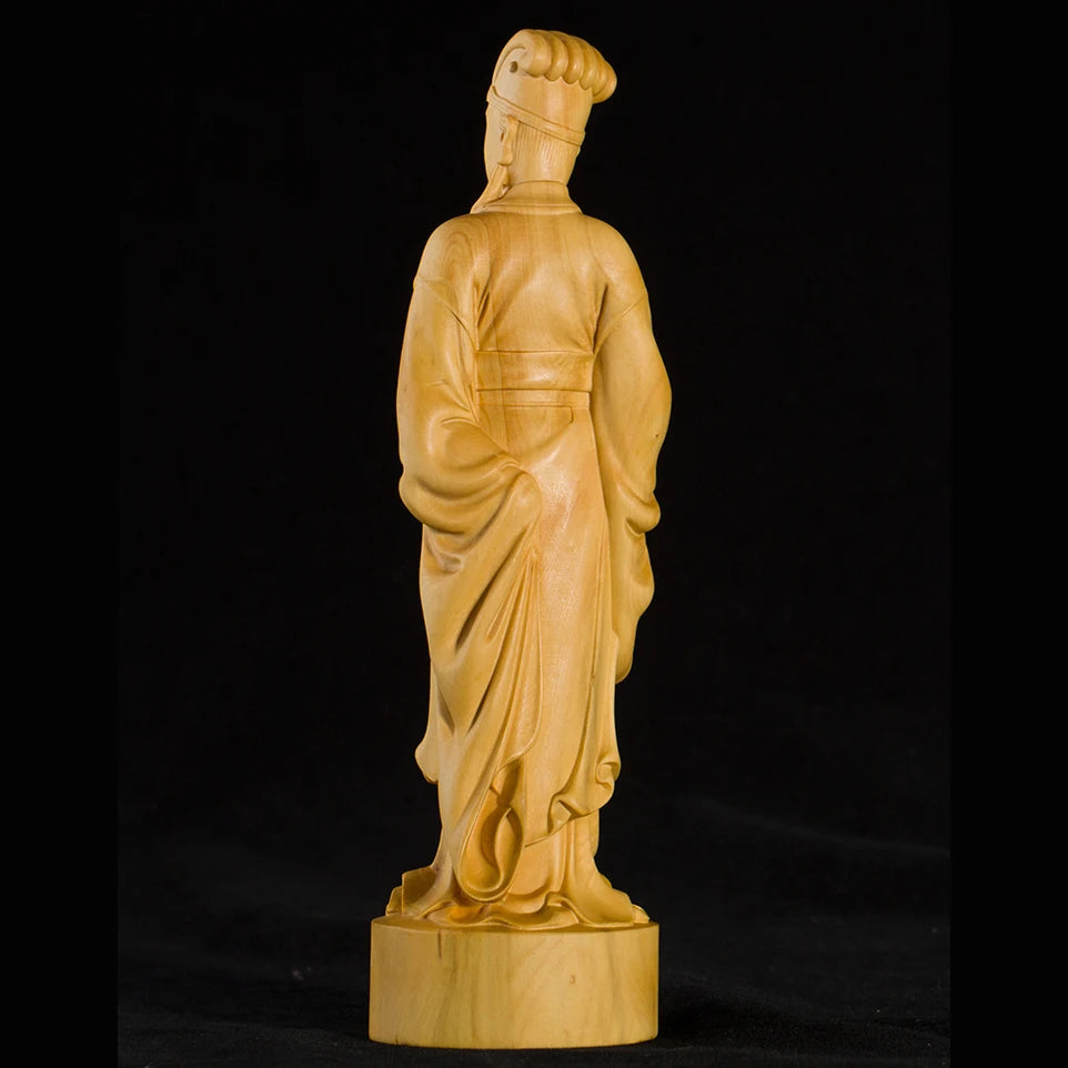 15-25CM Zhuge Liang The Figures of The Three Kingdoms Kong Ming Wood Carving Decoration Creative Home Decor Wood Carving