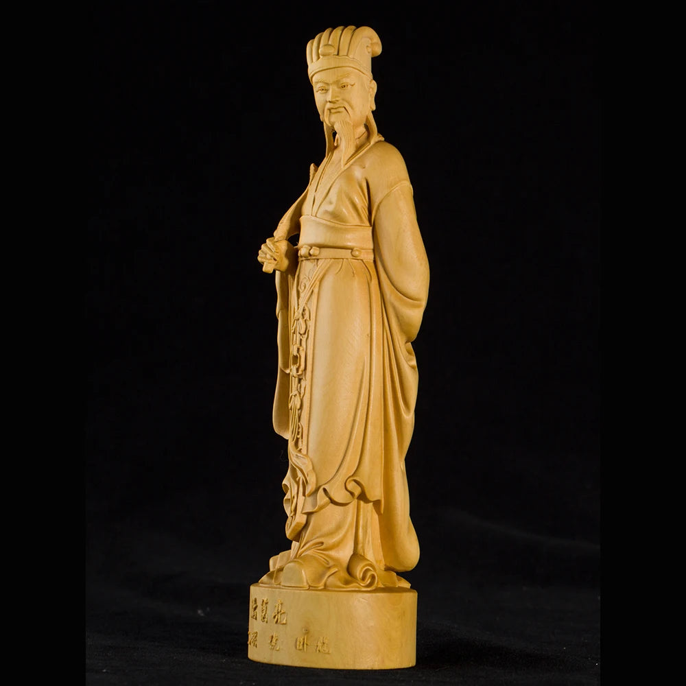 15-25CM Zhuge Liang The Figures of The Three Kingdoms Kong Ming Wood Carving Decoration Creative Home Decor Wood Carving