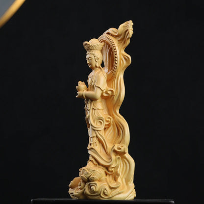 15.5cm Boxwood Wood Statue Figure Statue Buddha God Myth Feng Shui Office Decoration Collection Wood Statue