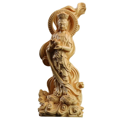 15.5cm Boxwood Wood Statue Figure Statue Buddha God Myth Feng Shui Office Decoration Collection Wood Statue