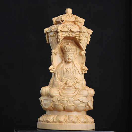 15.5cm Boxwood Wood Statue Figure Statue Buddha God Myth Feng Shui Office Wood Statue Decoration Collection