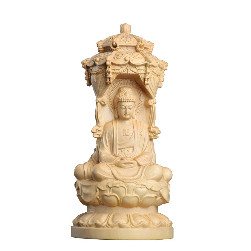 15.5cm Boxwood Wood Statue Figure Statue Buddha God Myth Feng Shui Office Wood Statue Decoration Collection