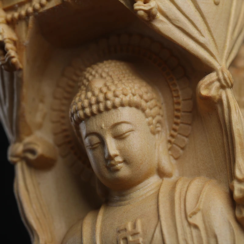 15.5cm Boxwood Wood Statue Figure Statue Buddha God Myth Feng Shui Office Wood Statue Decoration Collection