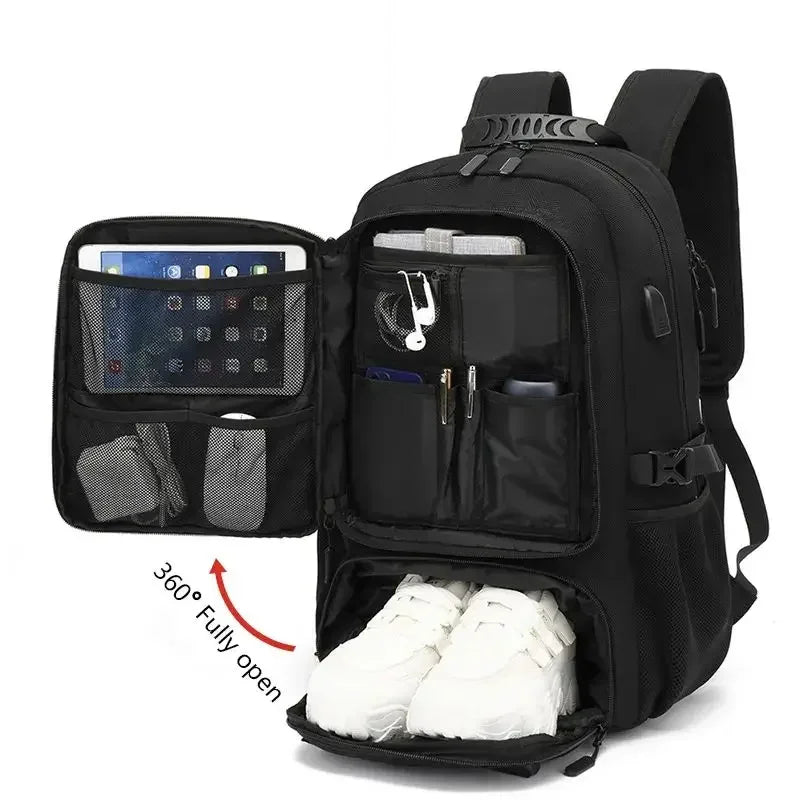 15.6/17.3" Travel Backpack Men Business Hiking School Expandable USB Bag Large Capacity Laptop Waterproof Trendy Black Backpacks