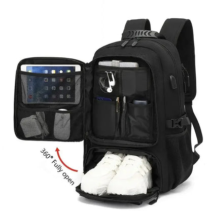 15.6/17.3" Travel Backpack Men Business Hiking School Expandable USB Bag Large Capacity Laptop Waterproof Trendy Black Backpacks