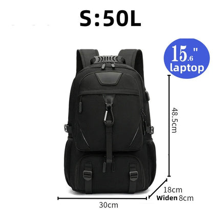 15.6/17.3" Travel Backpack Men Business Hiking School Expandable USB Bag Large Capacity Laptop Waterproof Trendy Black Backpacks