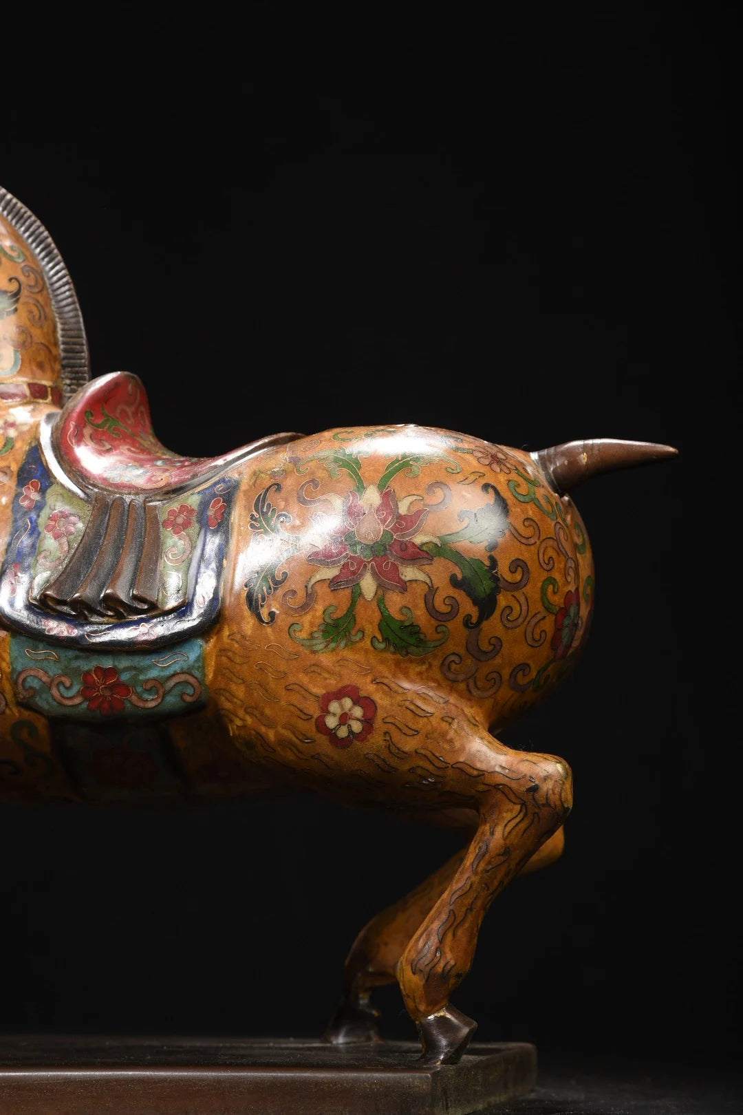 15"Tibet Temple Collection Old Bronze Cloisonne Enamel Zodiac Horse Statue Tang Ma Prosperity Amass wealth Ornaments Town house