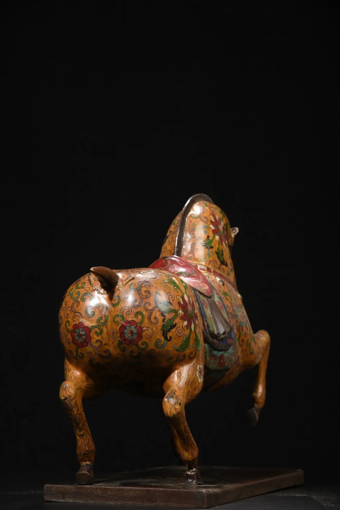 15"Tibet Temple Collection Old Bronze Cloisonne Enamel Zodiac Horse Statue Tang Ma Prosperity Amass wealth Ornaments Town house