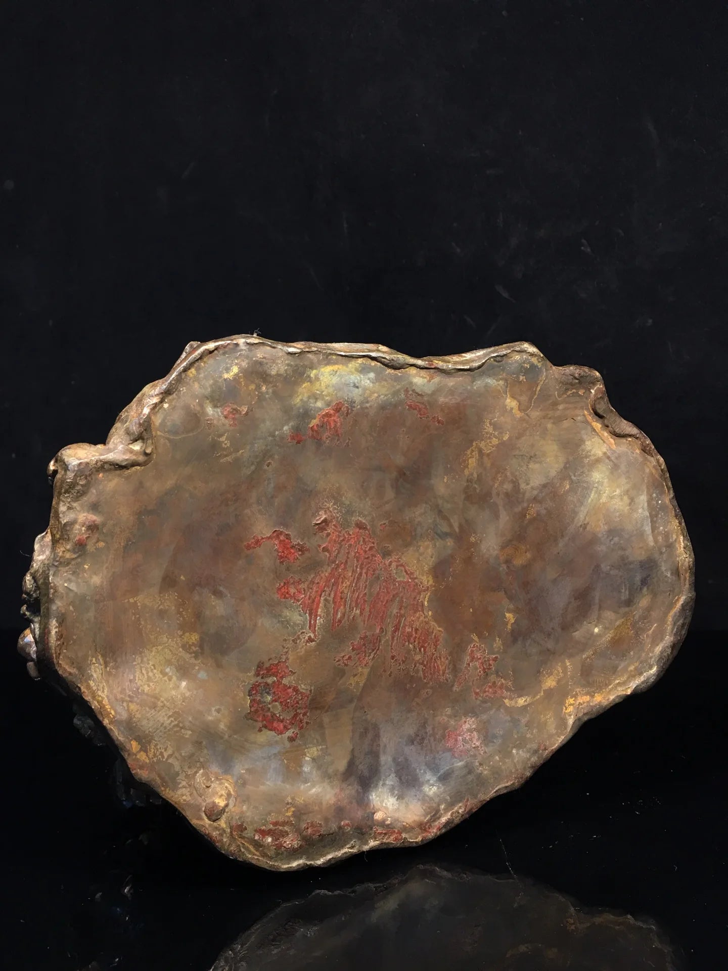 15"Tibetan Temple Collection Old Bronze Cinnabar Mud gold Sitting Dragon Guanyin Bodhisattva Buddha Worship Hall Town house