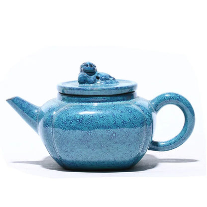 150ML Blue Yixing Lion Teapot Glaze Craft Purple Clay Teapot Zisha Kettle Handmade Tea Set Gift Box