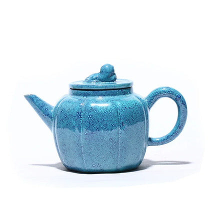 150ML Blue Yixing Lion Teapot Glaze Craft Purple Clay Teapot Zisha Kettle Handmade Tea Set Gift Box