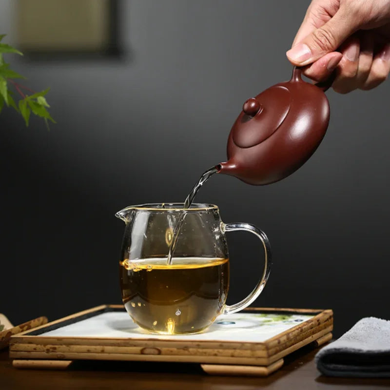 150ML Yixing Purple Clay Teapot Real Handmade Chinese Flat Xishi Kettle Puer Tea Set Kung Fu Zisha Teaware