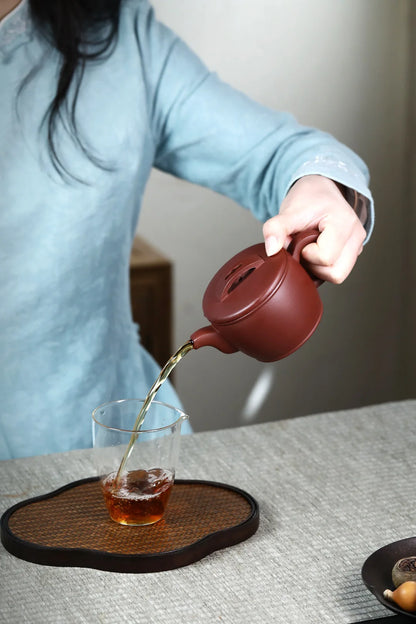 150cc 300cc Handmade Zisha Teapot, Raw Ore Purple Vermillion Clay, Giant Wheel Pot, Kung-Fu Teaware, Drinkware for Puer