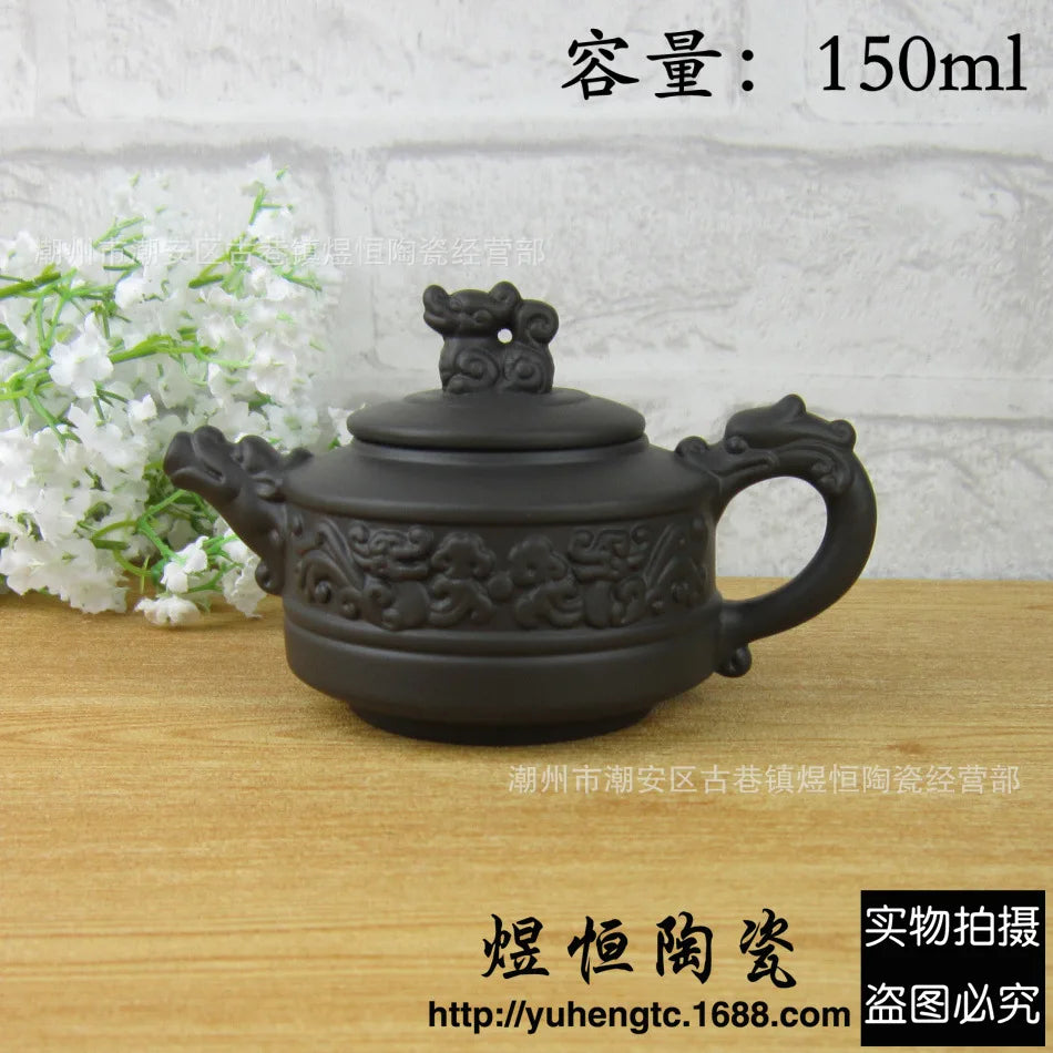 150cc Authentic Yixing Teapot Dragon and Phoenix Tea Pot Big Capacity Purple Clay Tea Set Kettle Kung Fu Teapots Drop Shipping