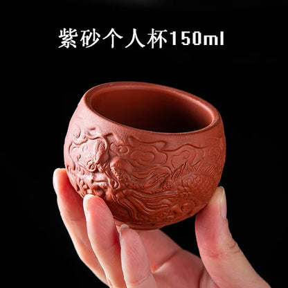 150cc Chinese Yixing Purple Clay Teacup Portable Meditation Cup Handmade Boutique Tea Bowl Master Cup Customized Tea Set