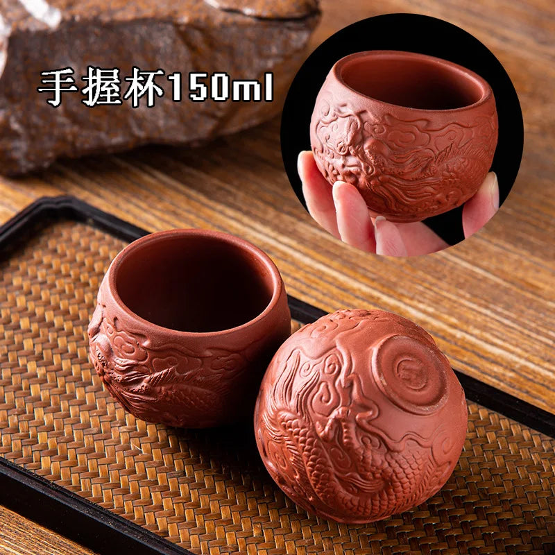 150cc Chinese Yixing Purple Clay Teacup Portable Meditation Cup Handmade Boutique Tea Bowl Master Cup Customized Tea Set