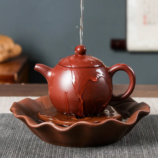 150cc Yixing Purple Clay Teapot Handmade Zhu Mud Dragon Egg Kettle Chinese Beauty Tea Infuser Raw Ore Zisha Tea Pot  Drinkware