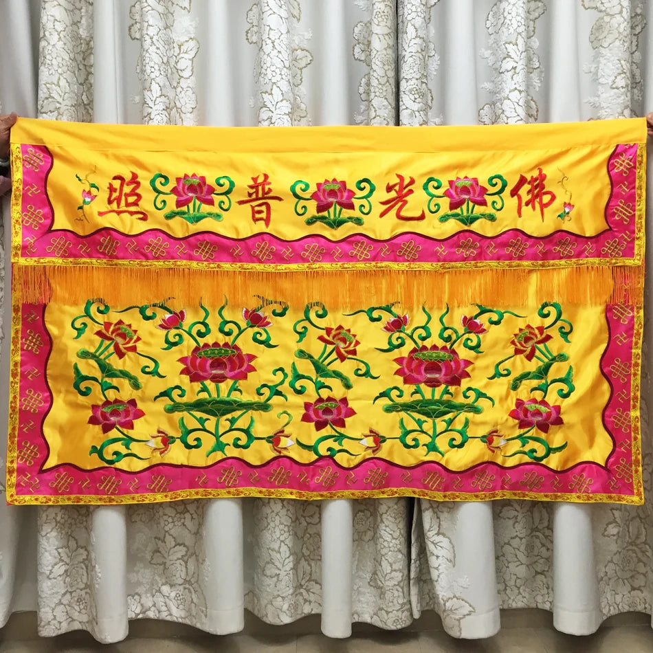 150cm Buddhist hall home Temple Decoration altar Worship Buddha Gods GOOD Embroidery Altar table enclosure wall Hanging Curtain