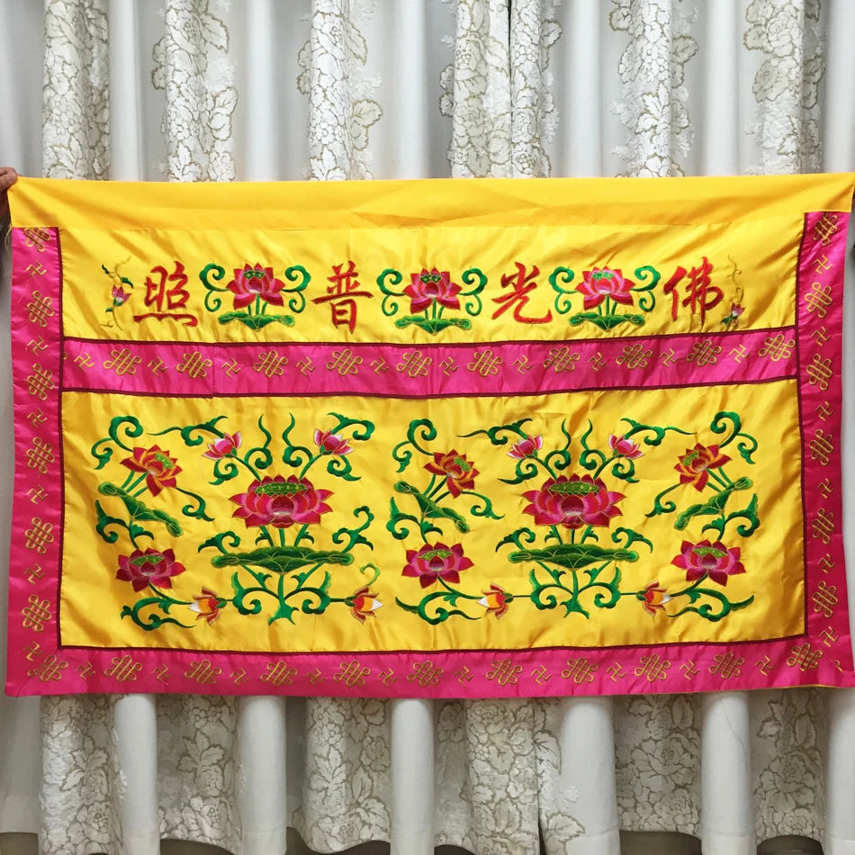 150cm long Wholesale Buddhist Taoism item HOME Temple altar Worship Buddha Embroidery Altar table enclosure wall Hanging Curtain
