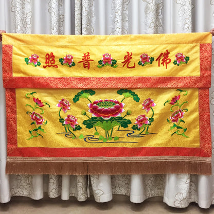 150cm long Wholesale Buddhist Taoism item Temple altar Worship Buddha TOP Embroidery Altar table enclosure wall Hanging Curtain