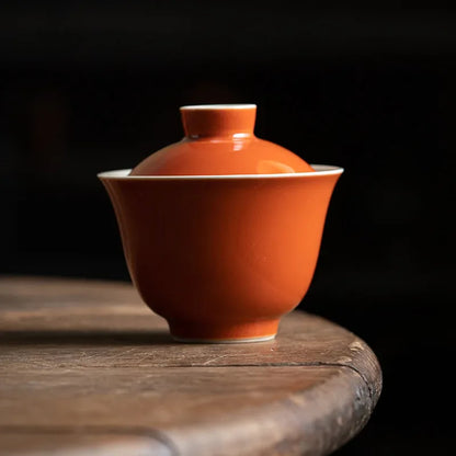 150ml Antique Emerald Green Ceramic Cover Bowl Handmade Rouge Powder Anti Scalding Tea Bowl Chinese Tea Soaking Gaiwan Teaware