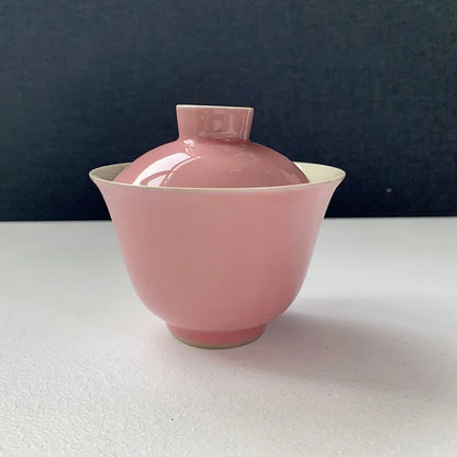 150ml Antique Emerald Green Ceramic Cover Bowl Handmade Rouge Powder Anti Scalding Tea Bowl Chinese Tea Soaking Gaiwan Teaware