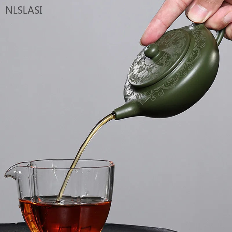 150ml Antique Yixing Purple Clay Teapot Raw Ore Green Mud Filter Tea Infuser Handmade Beauty Tea Pot Chinese Zisha Teaware
