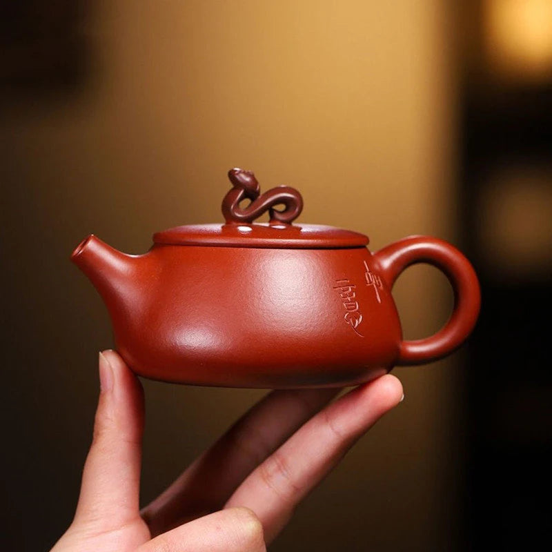 150ml Authentic Yixing Purple Clay Teapots Famous Handmade Stone Scoop Tea Pot Raw Ore Dahongpao Kettle Chinese Zisha Tea Set