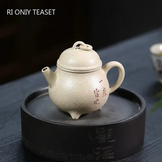 150ml Authentic Yixing Purple Clay Teapots Handmade Triangle Tea Pot Raw Ore White Mud Kettle Chinese Zisha Tea Set Collection