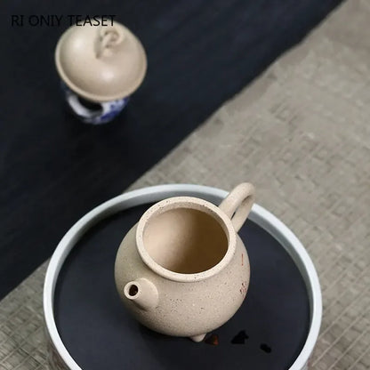 150ml Authentic Yixing Purple Clay Teapots Handmade Triangle Tea Pot Raw Ore White Mud Kettle Chinese Zisha Tea Set Collection