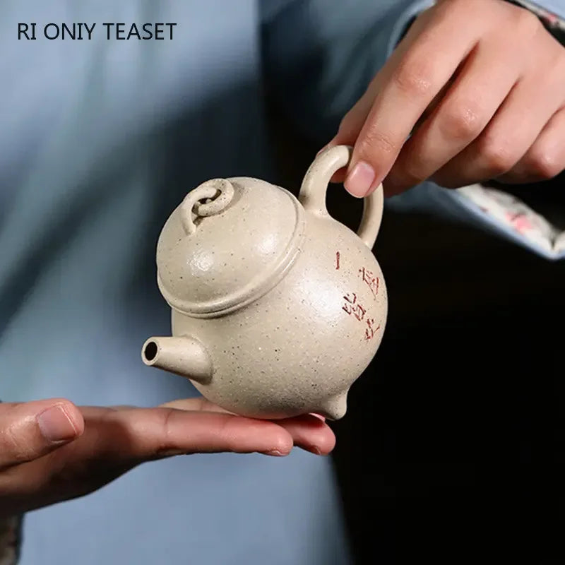 150ml Authentic Yixing Purple Clay Teapots Handmade Triangle Tea Pot Raw Ore White Mud Kettle Chinese Zisha Tea Set Collection