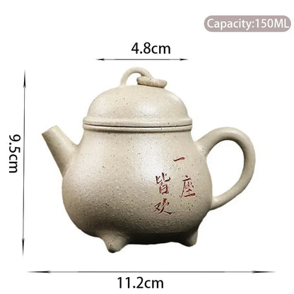 150ml Authentic Yixing Purple Clay Teapots Handmade Triangle Tea Pot Raw Ore White Mud Kettle Chinese Zisha Tea Set Collection