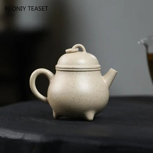 150ml Authentic Yixing Purple Clay Teapots Handmade Triangle Tea Pot Raw Ore White Mud Kettle Chinese Zisha Tea Set Collection