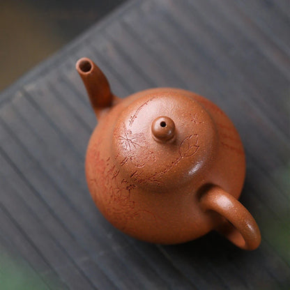 150ml Chinese Yixing Handmade Purple Clay Teapot Famous Hand-carved Lotus Leaf Pear-shaped Tea Pot Kettle High-end Zisha Tea Set