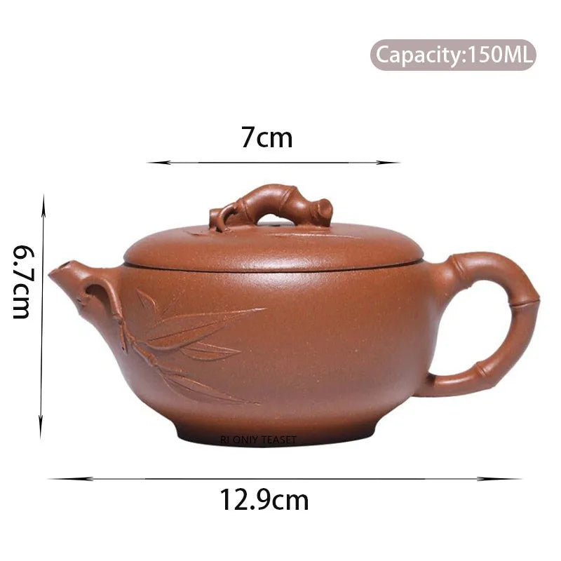 150ml Chinese Yixing Handmade Purple Clay Teapots Beauty Kettle Famous Artists Bamboo Leaf Shape Tea Pot Zisha Tea Set Teaware