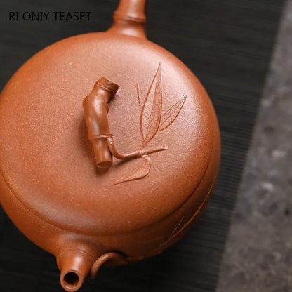 150ml Chinese Yixing Handmade Purple Clay Teapots Beauty Kettle Famous Artists Bamboo Leaf Shape Tea Pot Zisha Tea Set Teaware