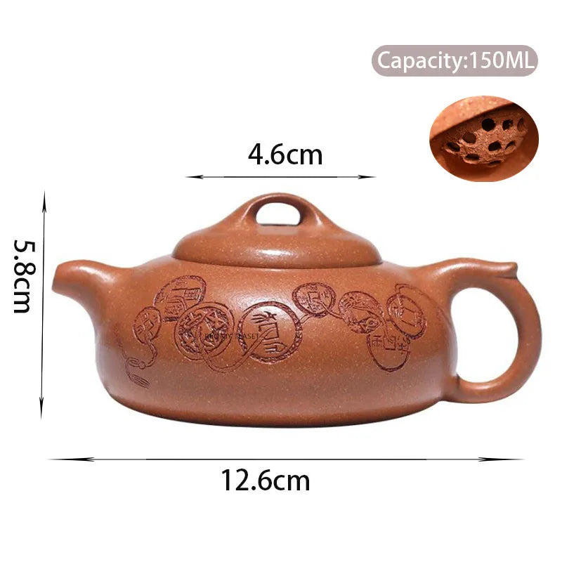 150ml Chinese Yixing High-end Purple Clay Teapot Famous Artists Handmade Tea Pot Raw Ore Section Mud Beauty Kettle Zisha Tea Set