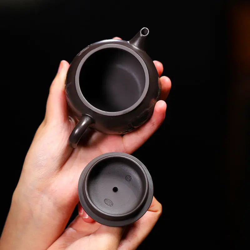 150ml Chinese Yixing Purple Clay Pot Handmade Brewing Teapot Household  Kung Fu Tea Set Black Clay Golden Toad Pot