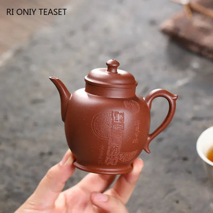 150ml Chinese Yixing Purple Clay Teapots Famous Artists Handmade Tea Pot Raw Ore Purple Mud Beauty Kettle High-end Zisha Tea Set